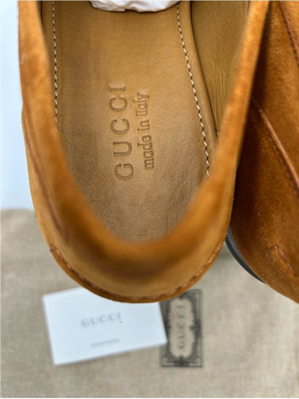Men’s Gucci suede JORDAAN horse bit loafers size 8 fits 9 US made in Italy - Picture 7 of 12